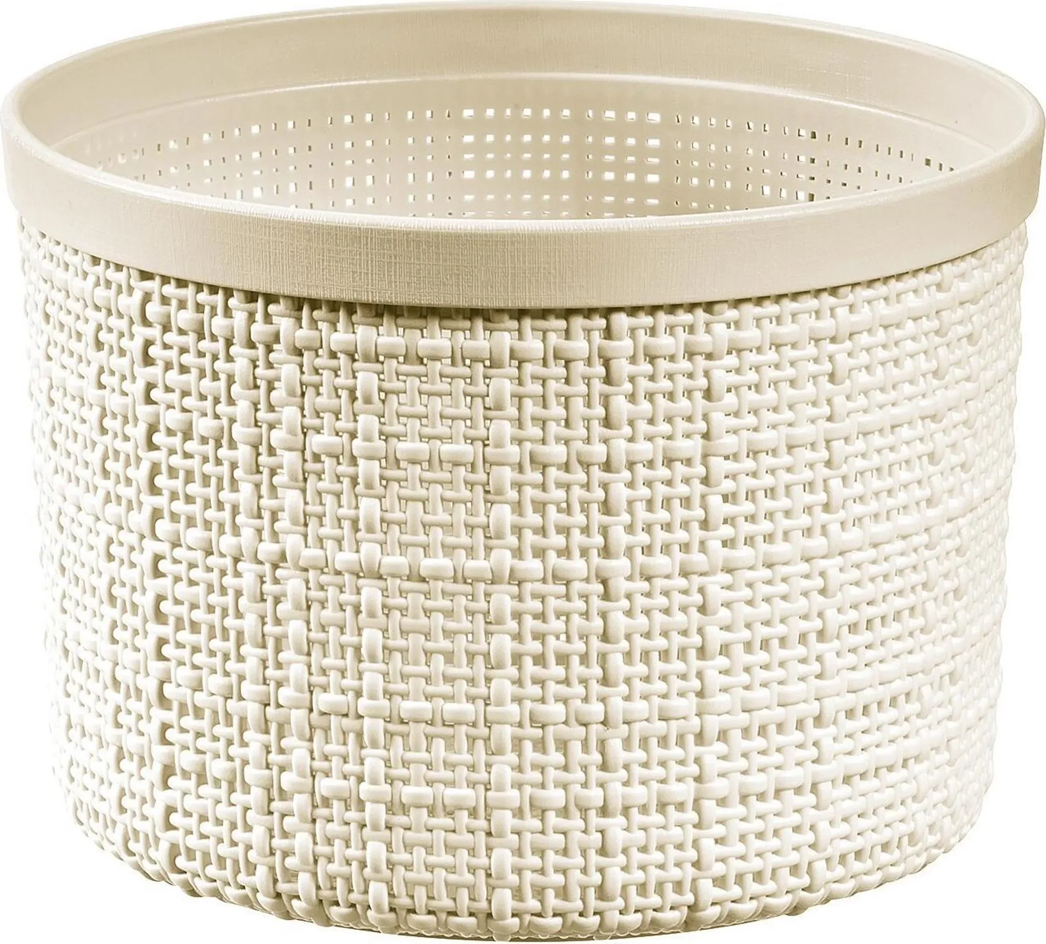Curver JUTE ROUND Aufbewahrungskorb mit Deckel – 2 Liter, Beige
